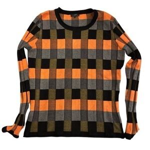 Vex Collection Women's Large Long Sleeve 3D textured Checkered Knit sweater